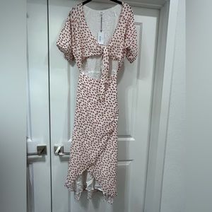 Luca wrap waist tie front high low dress open mid drift